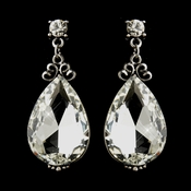 Antique Silver Clear Tear Drop Rhinestone Earrings 22246 Antique Silver Clear Tear Drop Rhinestone Earrings 22246