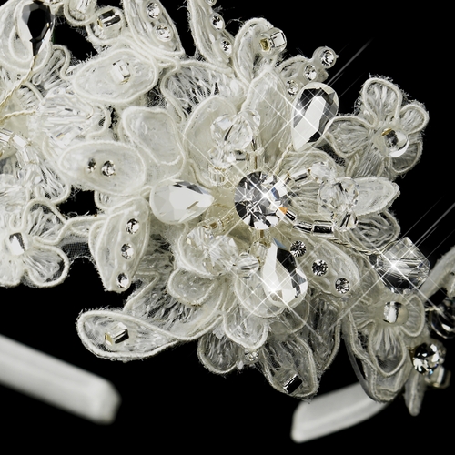 Floral Fabric & Crystal Side Accented Headband Headpiece 2292 Floral Fabric & Crystal Side Accented Headband Headpiece 2292