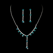 Necklace Earring Set NE 7157 Silver Aqua Necklace Earring Set NE 7157 Silver Aqua