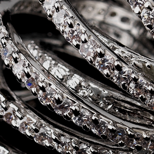 Antique Silver Rhodium Plated Ring 6156 with Pave CZ Crystal Accent Antique Silver Rhodium Plated Ring 6156 with Pave CZ Crystal Accent