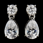 Silver Clear CZ Tear Drop Earrings 9951 Silver Clear CZ Tear Drop Earrings 9951