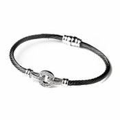 Black Clear CZ Accented Cable Bangle Bracelet 8874 Black Clear CZ Accented Cable Bangle Bracelet 8874