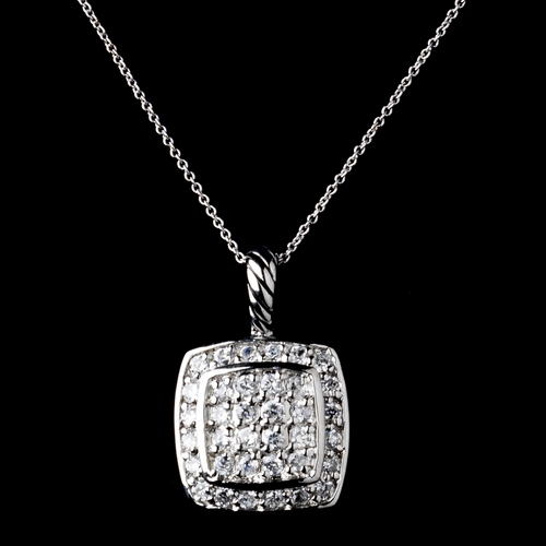 Solid 925 Sterling Silver Clear CZ Crystal Square Pave Pendent Drop Necklace & Earrings Jewelry Set 9989 Solid 925 Sterling Silver Clear CZ Crystal Square Pave Pendent Drop Necklace & Earrings Jewelry Set 9989