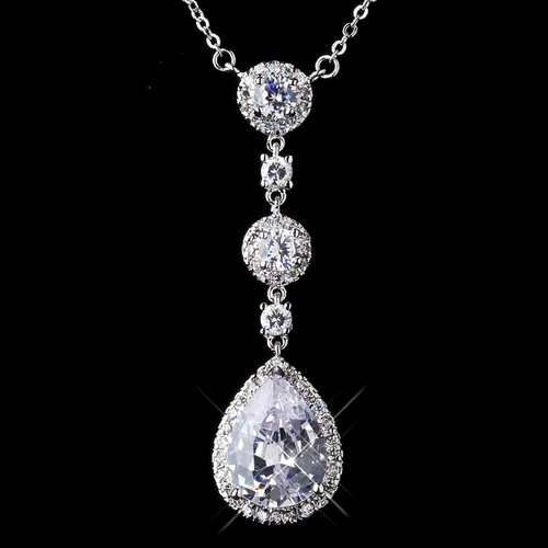 Antique Silver Clear Necklace 8623 & Earrings 8676 Jewelry Set Antique Silver Clear Necklace 8623 & Earrings 8676 Jewelry Set