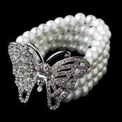 Antique Silver White Pearl Stretch Butterfly Bracelet 81788***Discontinued*** Antique Silver White Pearl Stretch Butterfly Bracelet 81788***Discontinued***