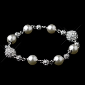 Silver Diamond White Pearl & Rhinestone Bracelet 8767 Silver Diamond White Pearl & Rhinestone Bracelet 8767