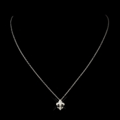 Antique Silver Clear French Inspired Fleur De Lis Necklace 8120 Antique Silver Clear French Inspired Fleur De Lis Necklace 8120