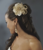 * Gold Feather Bridal Fascinator Brooch Clip 8106 * Gold Feather Bridal Fascinator Brooch Clip 8106