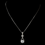 Silver Clear CZ Crystal Tear Drop Necklace 5042 Silver Clear CZ Crystal Tear Drop Necklace 5042