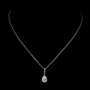 Silver Clear CZ Crystal Tear Drop Necklace 8786 Silver Clear CZ Crystal Tear Drop Necklace 8786