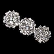 Antique Silver Clear Rhinestone Encrusted Flower Barrette 70965 Antique Silver Clear Rhinestone Encrusted Flower Barrette 70965