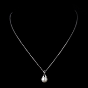 Silver Diamond White Pearl & Clear Rhinestone Dangle Drop Necklace 8788 Silver Diamond White Pearl & Clear Rhinestone Dangle Drop Necklace 8788