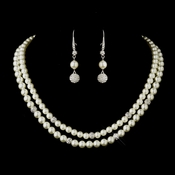 Silver Diamond White Pearl Necklace 8760 & Earrings 8767 Bridal Jewelry Set Silver Diamond White Pearl Necklace 8760 & Earrings 8767 Bridal Jewelry Set