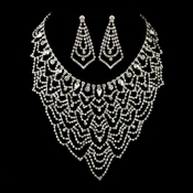 Silver Clear Crystal Rhinestone Necklace & Earrings Bridal Jewelry Set 12944 Silver Clear Crystal Rhinestone Necklace & Earrings Bridal Jewelry Set 12944