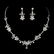 Silver Clear Rhinestone Floral Necklace & Earrings Bridal Jewelry Set 8218 Silver Clear Rhinestone Floral Necklace & Earrings Bridal Jewelry Set 8218