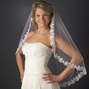 Intricate Single Layer Veil with Flower Embroidery Edge in Fingertip Length V 591 1F Intricate Single Layer Veil with Flower Embroidery Edge in Fingertip Length V 591 1F