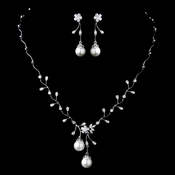 Antique Silver Diamond White Pearl & CZ Crystal Necklace 3870 & Earrings 4015 Jewelry Set***Discontinued*** Antique Silver Diamond White Pearl & CZ Crystal Necklace 3870 & Earrings 4015 Jewelry Set***Discontinued***