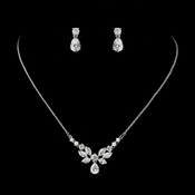 Silver Clear CZ Crystal Floral Drop Earrings***Necklace Discontinued**Price is For Earrings Only*** Silver Clear CZ Crystal Floral Drop Earrings***Necklace Discontinued**Price is For Earrings Only***