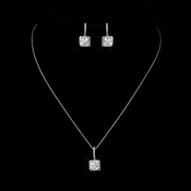 Antique Silver Clear CZ Princess Cut Necklace 9251 & Earrings 9248 Antique Silver Clear CZ Princess Cut Necklace 9251 & Earrings 9248