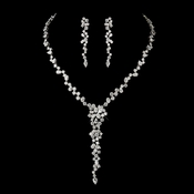 Antique Silver Clear Multi Cut CZ Stone Necklace & Earrings 8654 Antique Silver Clear Multi Cut CZ Stone Necklace & Earrings 8654