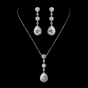 Antique Silver Clear Necklace 8623 & Earrings 8676 Jewelry Set Antique Silver Clear Necklace 8623 & Earrings 8676 Jewelry Set