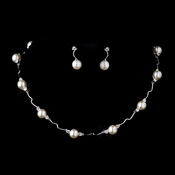 Silver Ivory Pearl and CZ Crystal Necklace & Earrings Bridal Jewelry Set 8764***Discontinued*** Silver Ivory Pearl and CZ Crystal Necklace & Earrings Bridal Jewelry Set 8764***Discontinued***
