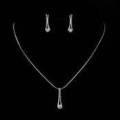 Silver Clear CZ Stone Necklace & Earrings 8790 Bridal Jewelry Set Silver Clear CZ Stone Necklace & Earrings 8790 Bridal Jewelry Set
