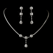 Antique Silver Clear Multi Cut CZ Stone Necklace 8103 & Earrings 8106 Bridal Jewelry Set Antique Silver Clear Multi Cut CZ Stone Necklace 8103 & Earrings 8106 Bridal Jewelry Set