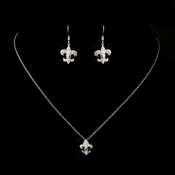 Antique Silver Clear French Inspired Fleur De Lis Necklace 8120 Antique Silver Clear French Inspired Fleur De Lis Necklace 8120