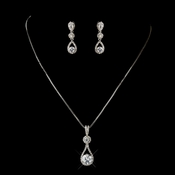 Silver Clear CZ Crystal Tear Drop Necklace 5042 & Earrings 5405 Bridal Jewelry Set Silver Clear CZ Crystal Tear Drop Necklace 5042 & Earrings 5405 Bridal Jewelry Set