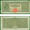 Italy 1944 50 Lire, Pick 74a, B430b. **SOLD OUT** Italy 1944 50 Lire, Pick 74a, B430b. **SOLD OUT**