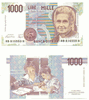 Italy D.1990 1000 Lire, Pick 114a, B465a Italy D.1990 1000 Lire, Pick 114a, B465a