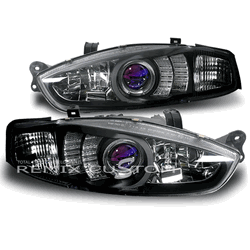 97-02 Mitsubishi Mirage 2D Halo LED Projector Headlights - Black