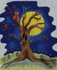 Spooky Old Tree Halloween Needlepoint Canvas