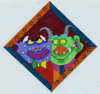 2 Monsters Posing Halloween Needlepoint Canvas