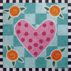 Heart Needlepoint Canvas - Teal Heart Needlepoint Canvas - Teal
