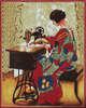 Woman at Sewing Machine Needlepoint Canvas Woman at Sewing Machine Needlepoint Canvas