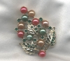 Goldtone Pin w/Pink & Green faux Pearls Goldtone Pin w/Pink & Green faux Pearls