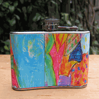 Abstract Art 4 oz Flask - Bright Abstract Art 4 oz Flask - Bright