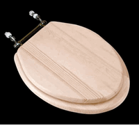 Toilet Seats, Light Pine, Elongated Light Pine Toilet Seat w/ Chrome Hinge