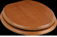 Toilet Seats, Golden Oak Finish Hardwood Round Toilet Seat, Chrome Hinge