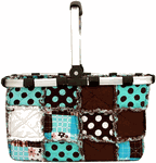 Collapsible Market Basket in Quilted Patchwork (Turquoise) Collapsible Market Basket in Quilted Patchwork (Turquoise)