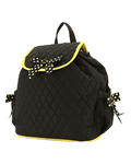 Quilted Mnogrammable Black With Gold Trim Drawstring Backpacks Quilted Mnogrammable Black With Gold Trim Drawstring Backpacks