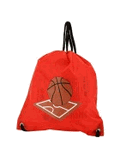Flat Drawstring Backpack in Basketball Print-Red Flat Drawstring Backpack in Basketball Print-Red