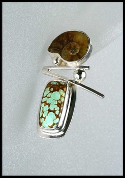 Ammonite and Number 8 Mine Turquoise Post Earrings Ammonite and Number 8 Mine Turquoise Post Earrings