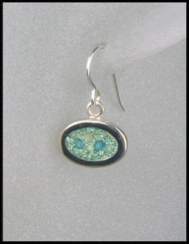 Terrazzo Oval Drop Earrings in Aqua