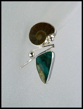 Ammonite and Chrysocolla Post Earrings Ammonite and Chrysocolla Post Earrings