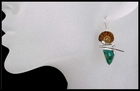 Ammonite and Chrysocolla Hanging Earrings