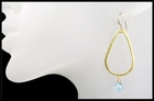 Blue Topaz Tear Drop Hoop Earrings  in Gold Vermeil