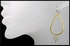 Prasiolite Tear Drop Hoop Earrings  in Gold Vermeil